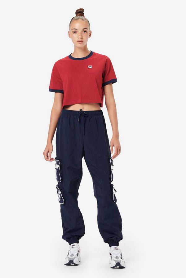 Camisetas Manga Corta Fila Mujer Rojas / Azul Marino - Khaleesi Crop - España 941825HZR